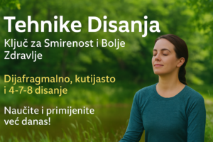 Žena mirno meditira u prirodi dok praktikuje tehnike disanja, simbolizirajući smirenost i ApA Priroda-Znanje-Inspiracija pristup.