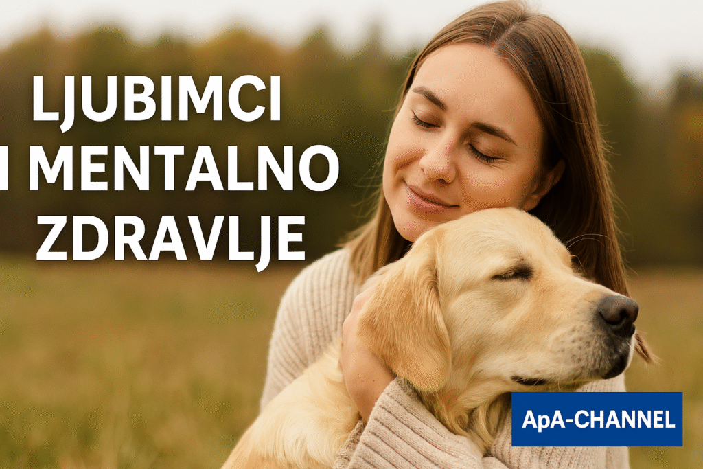 Žena grli psa u prirodi – ljubimci i mentalno zdravlje, smirujući terapijski efekat