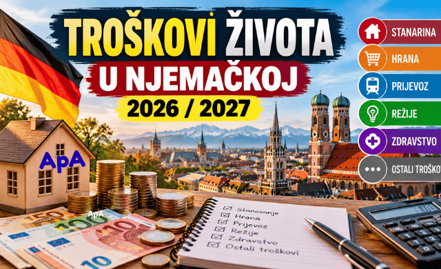 Troškovi života u Njemačkoj 2026 i 2027 – stanarina, hrana, prijevoz i režije
