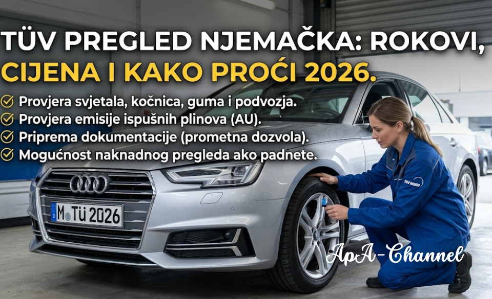 TÜV pregled Njemačka 2026 cijena rokovi kako proći tehnički pregled