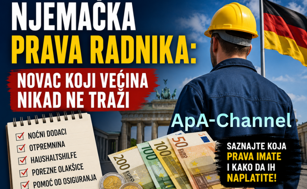 Njemačka prava radnika 2026 – noćni dodaci, otpremnina i prava iz osiguranja