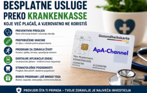 Besplatne usluge preko Krankenkasse u Njemačkoj – preventivni pregledi, vakcine, DiGA aplikacije i zdravstvene pogodnosti.