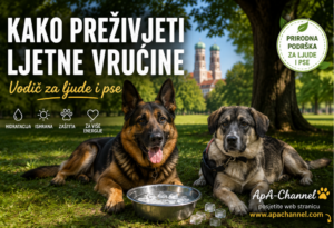 Ljetne vrućine – Nela i Pujdo odmaraju u hladu uz zdjelu sa vodom i ledom tokom toplog ljetnog dana