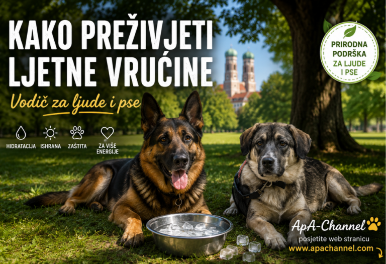 Ljetne vrućine – Nela i Pujdo odmaraju u hladu uz zdjelu sa vodom i ledom tokom toplog ljetnog dana
