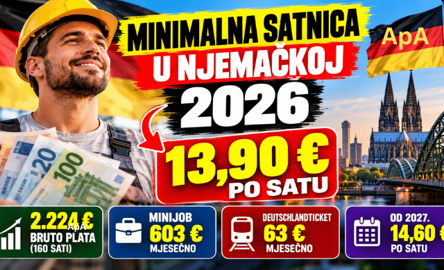 Minimalna satnica u Njemačkoj 2026 – 13,90 € bruto po satu