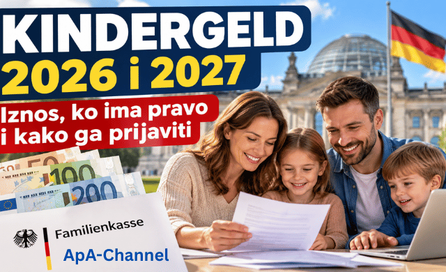 Kindergeld 2026 i 2027 – porodica u Njemačkoj sa dokumentima za dječiji doplatak